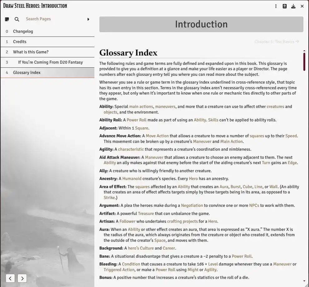 Light mode screenshot of the Glossary Index
