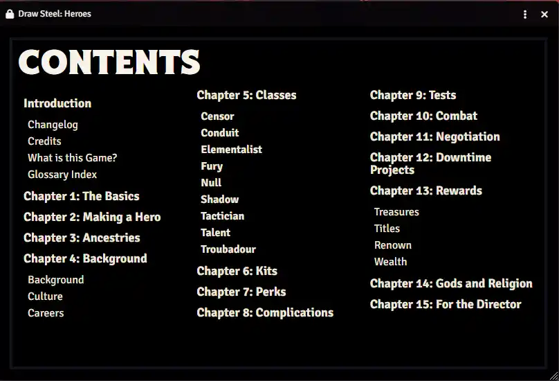 Dark mode Table of Contents for the Journal compendium
