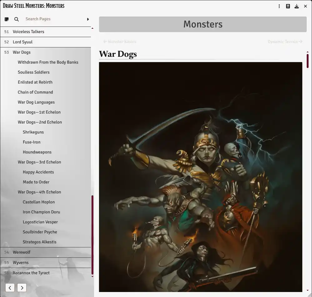 Light mode screenshot of the War Dog page