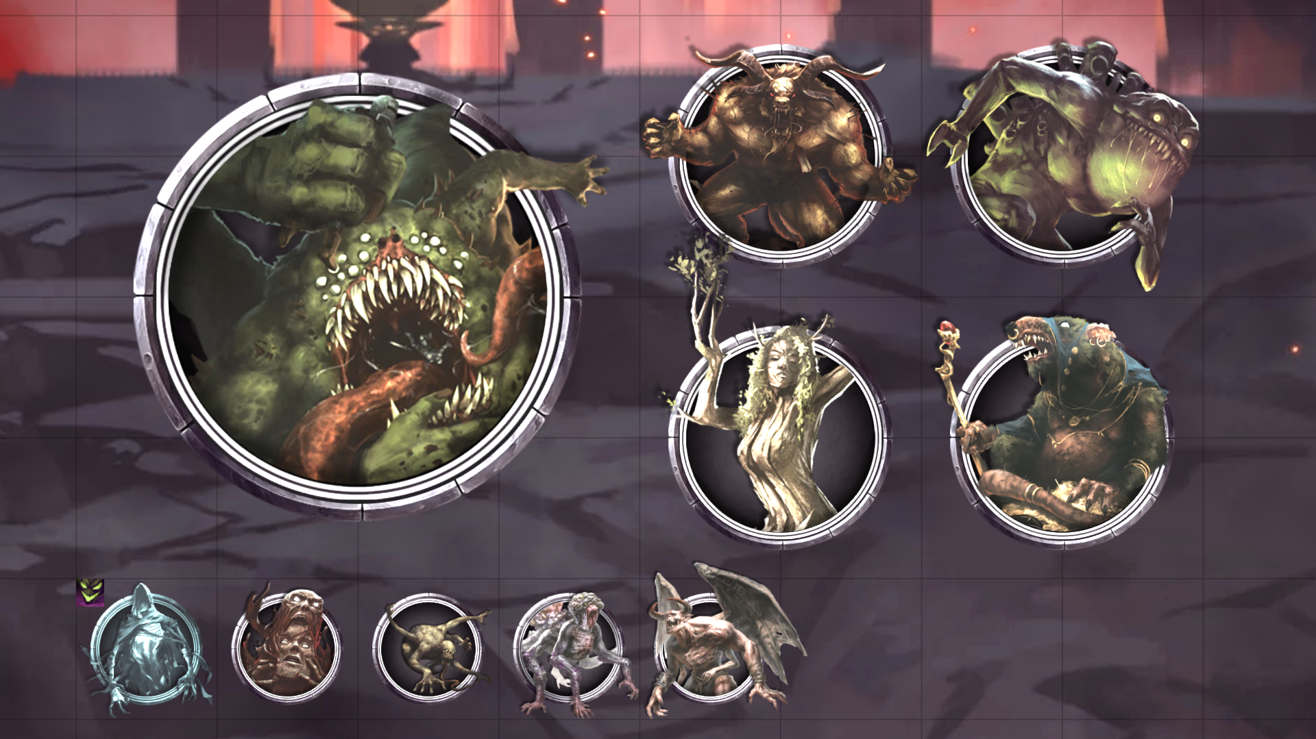 A screenshot of the dozen Curse Monster tokens